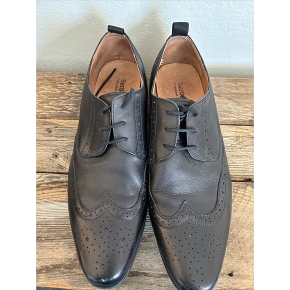 Bertie Men’s Leather Shoes Wingtip Black Sz 45